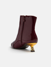 Patent leather ankle boot with kitten heel and maxi buckle - BORDEAUX