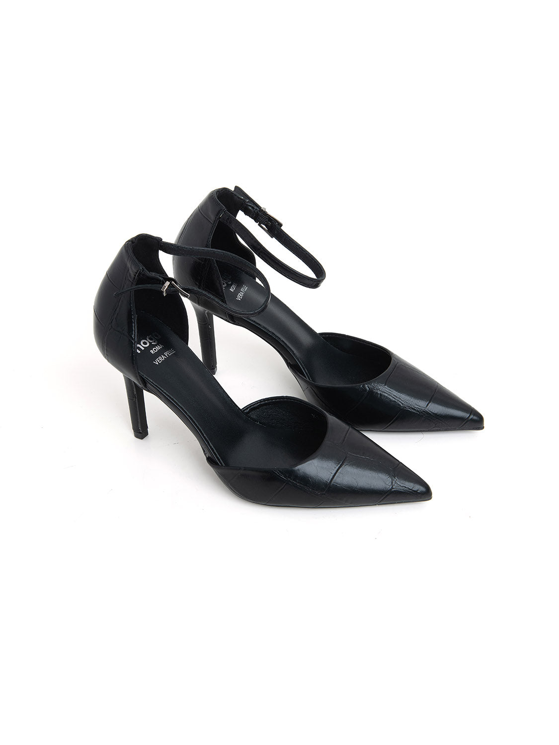 Decolleté cocco con cinturino - NERO