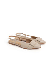 Slingback ballerina with buckle - BEIGE