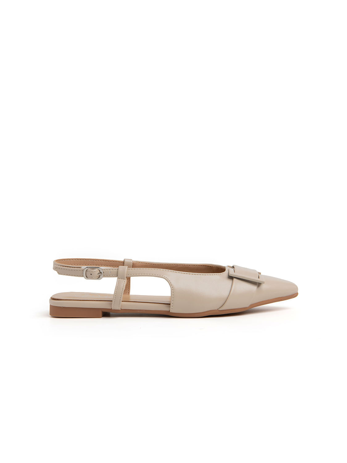 Slingback ballerina with buckle - BEIGE