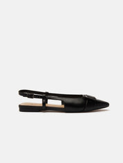 Slingback ballerina with buckle - BLACK