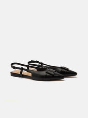 Slingback ballerina with buckle - BLACK