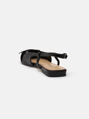 Slingback ballerina with buckle - BLACK