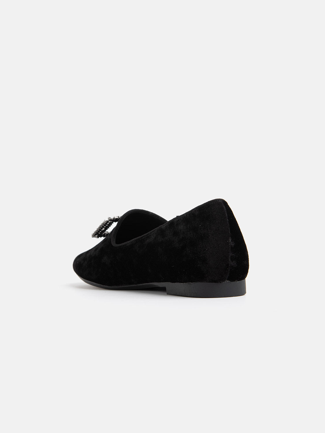 Low Ballerina with Jewel Buckle - BLACK