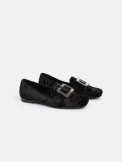 Low Ballerina with Jewel Buckle - BLACK