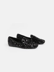 Low Sequin Moccasin - BLACK