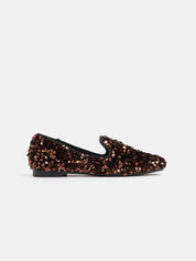 Mocassino basso con paillettes - MARRONE