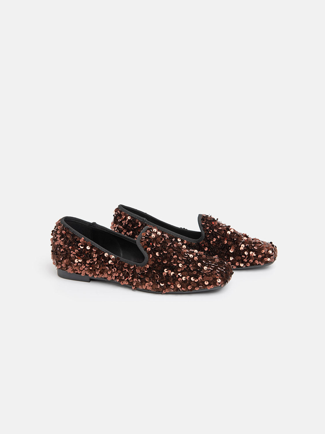 Mocassino basso con paillettes - MARRONE