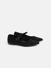 Suede Pointed Toe Ballerina - BLACK SUEDE