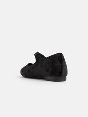 Pointed Toe Velvet Ballerina - BLACK VELVET