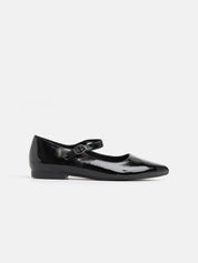 Patent leather ballerina with strap - BLACK PATENT