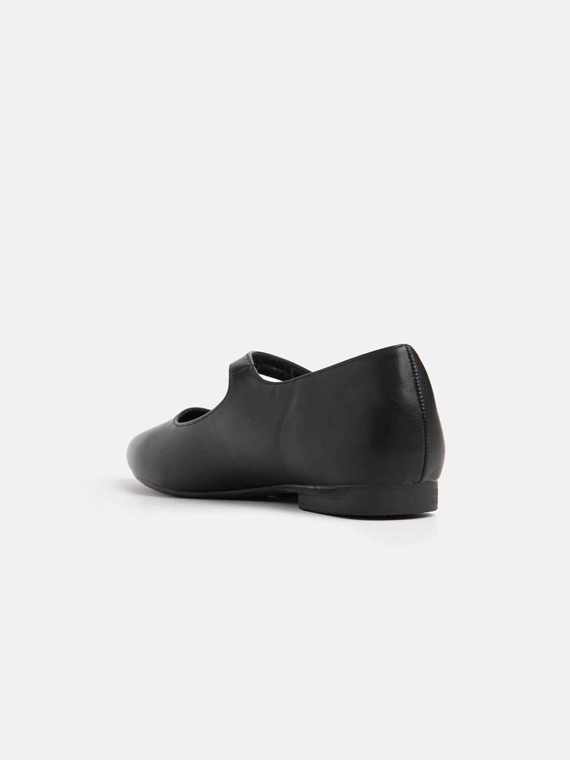 Pointed Toe Ballerina with Strap - BLACK