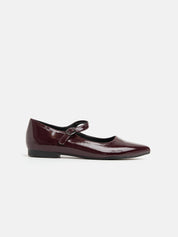 Patent leather ballerina with strap - BORDEAUX