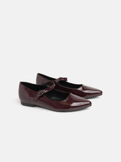 Patent leather ballerina with strap - BORDEAUX