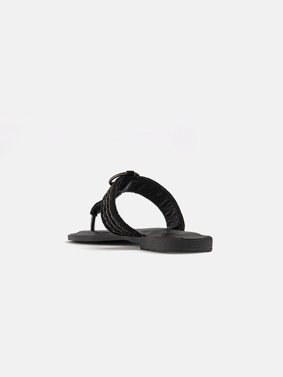 Flip-flop sandal with straw strap - BLACK