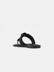 Flip-flop sandal with straw strap - BLACK