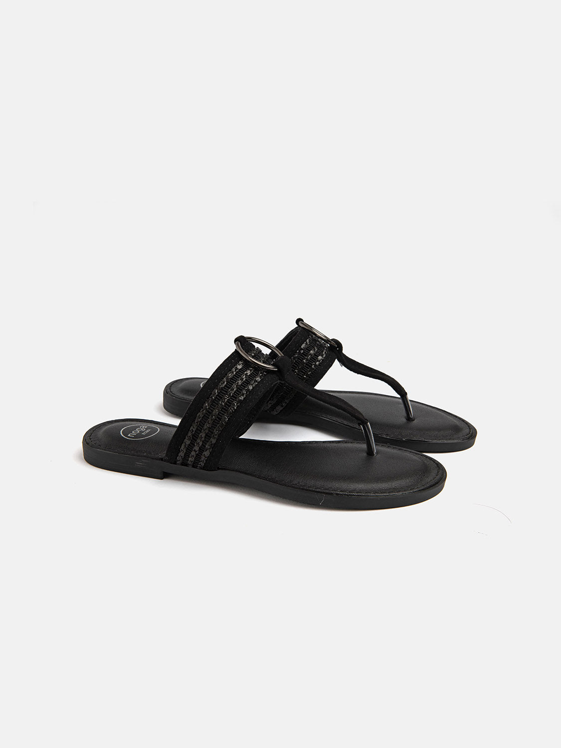 Flip-flop sandal with straw strap - BLACK