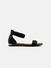 Low sandal with braided band - BLACK