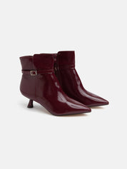 Patent leather ankle boot with buckle - BORDEAUX