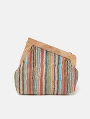 Straw bag with automatic diagonal closure - RAINBOW