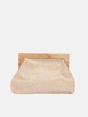 Straw bag with automatic closure - BEIGE