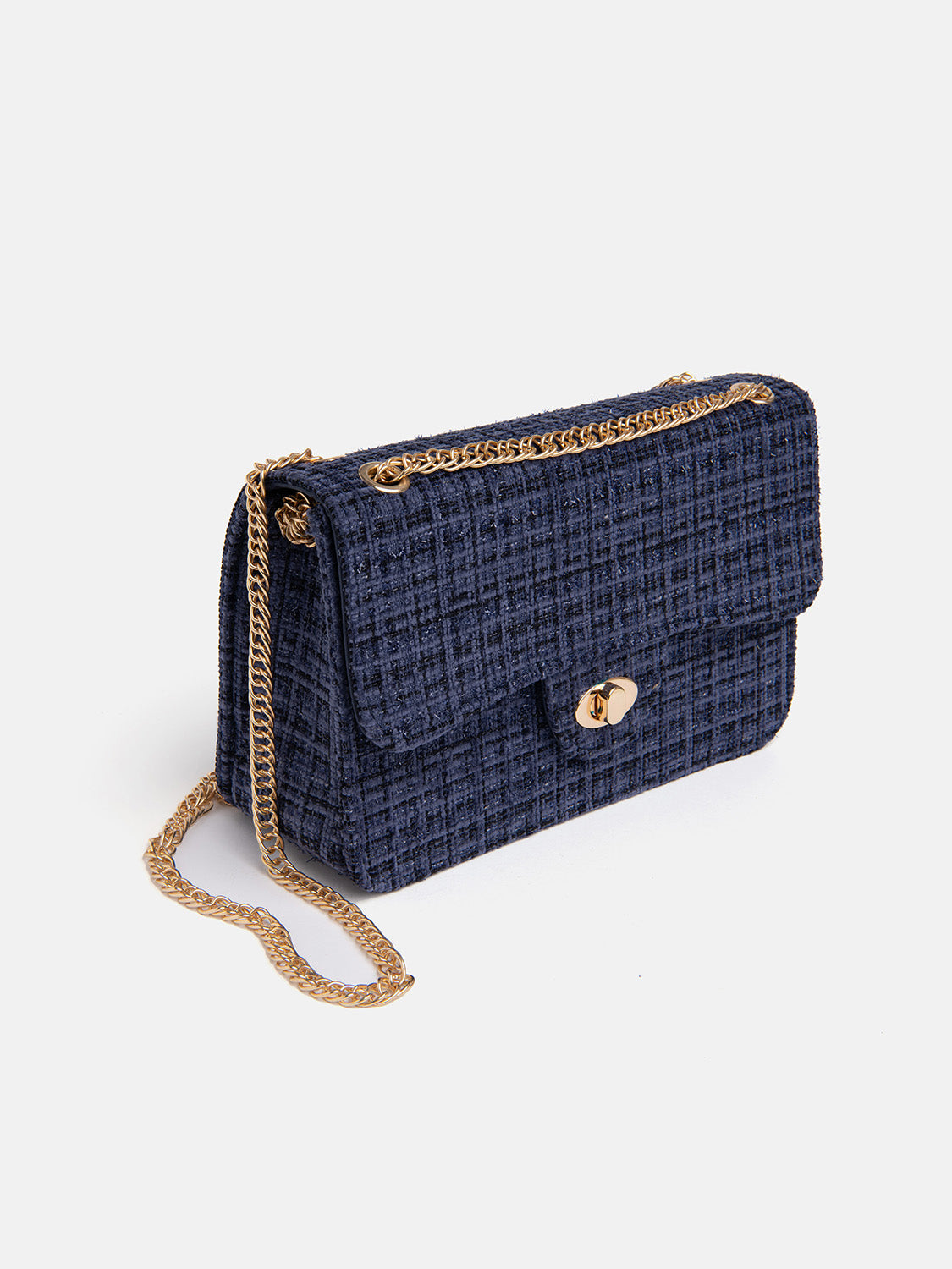 Large bouclé bag - NAVY