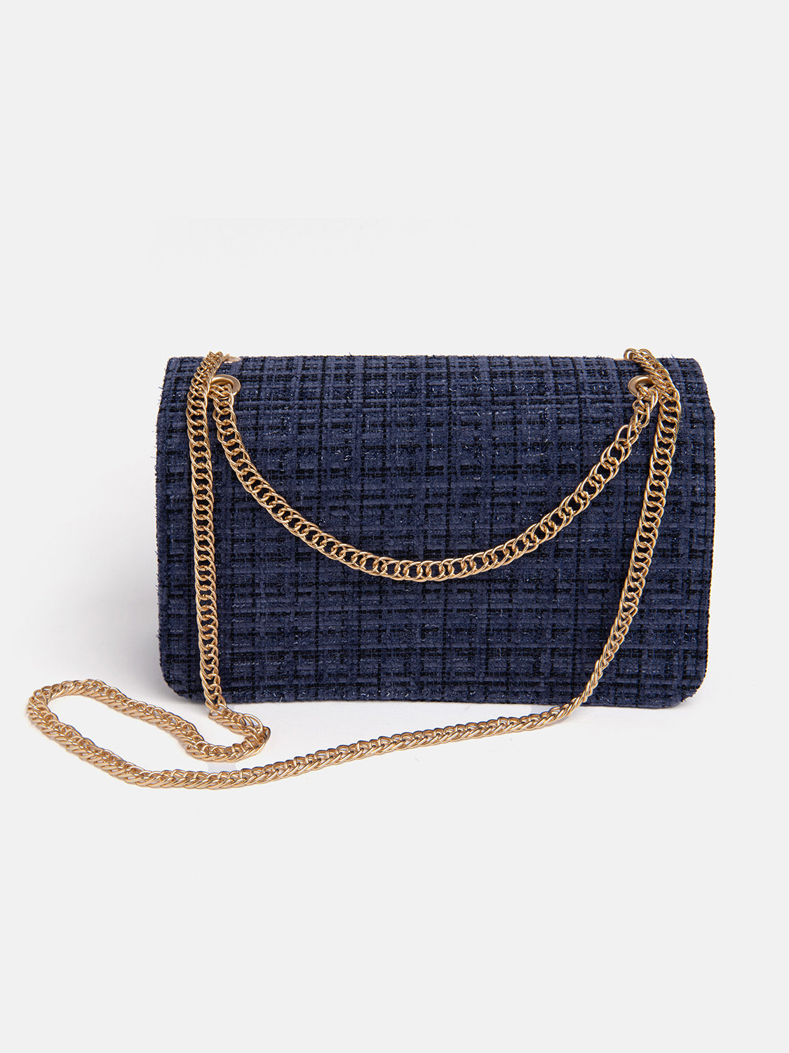 Large bouclé bag - NAVY