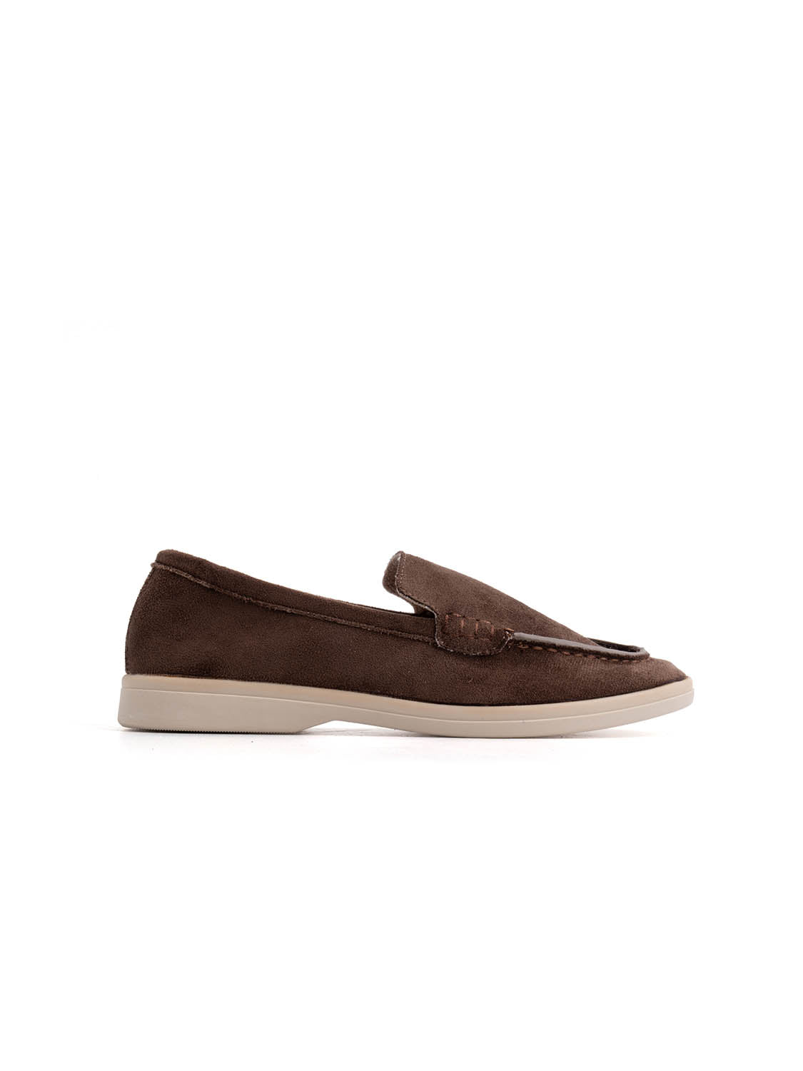 Mocassino flat in texture scamosciata - MARRONE