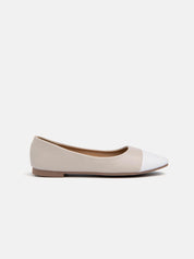 Two-tone ballet flat - WHITE/BEIGE