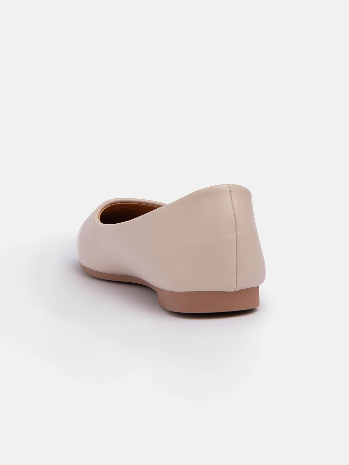 Two-tone ballet flat - WHITE/BEIGE