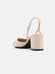 Two-tone pump with strap - BEIGE/BLACK