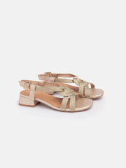 Flat sandal with braided band - GOLD