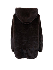 Faux fur jacket with gold detail - BROWN