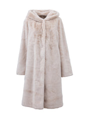 Cappotto in ecopelliccia lungo con cappuccio - BEIGE