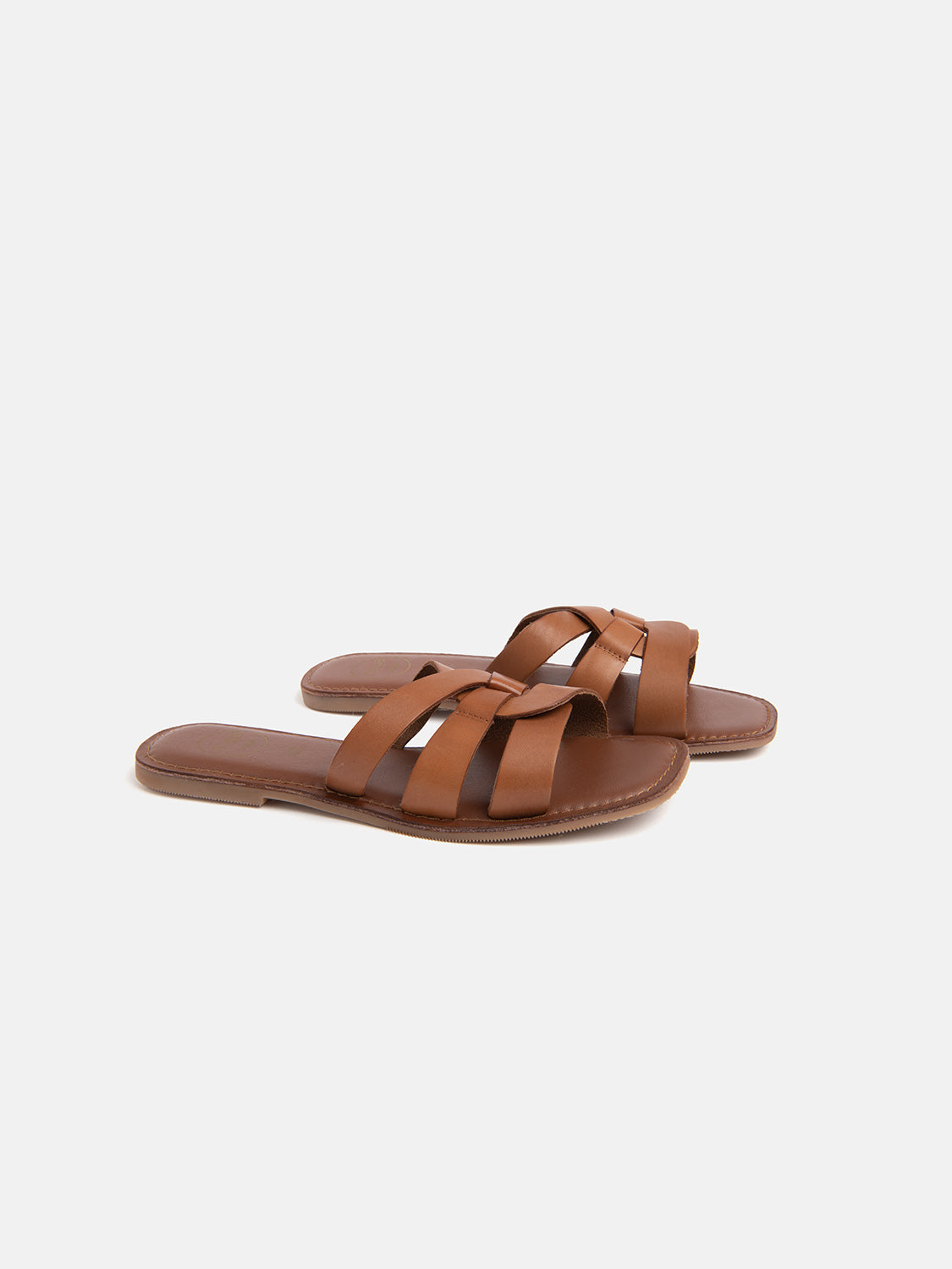 Sandal with crossed straps in genuine leather - LEATHER