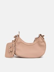 Large crescent bag with metal finishes - APRICOT