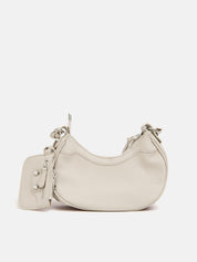 Large crescent bag with metal finishes - BEIGE