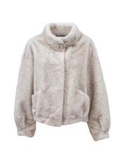 Cappotto classico in ecopelliccia - BEIGE