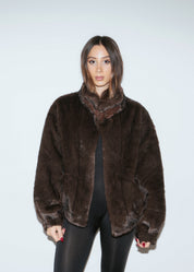 Classic faux fur coat - BROWN
