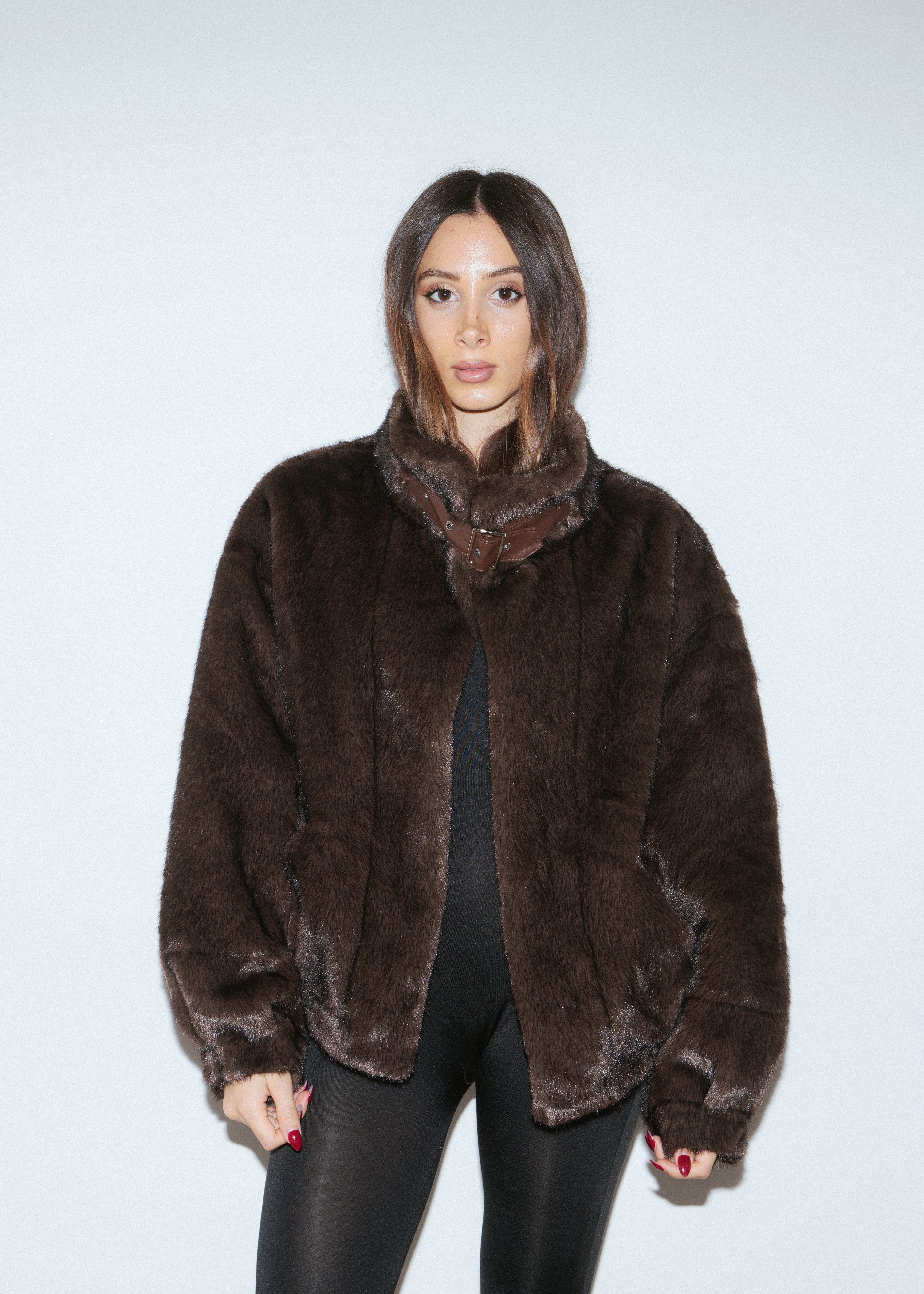 Classic faux fur coat - BROWN