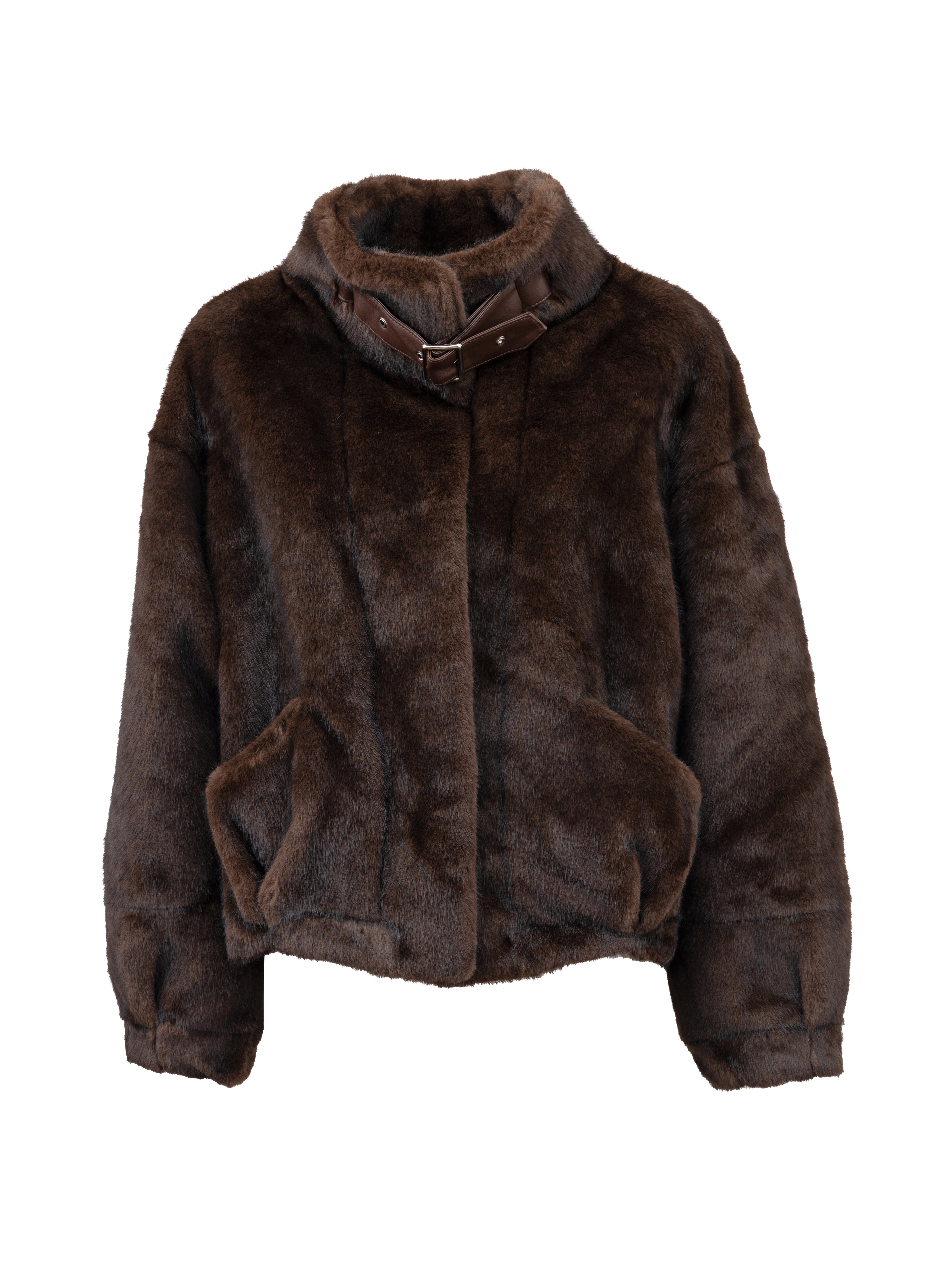 Classic faux fur coat - BROWN