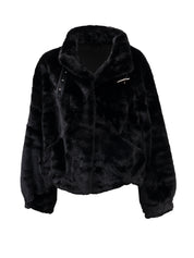 Cappotto classico in pelo sintetico - NERO