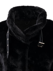 Cappotto classico in pelo sintetico - NERO