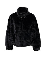 Cappotto classico in pelo sintetico - NERO