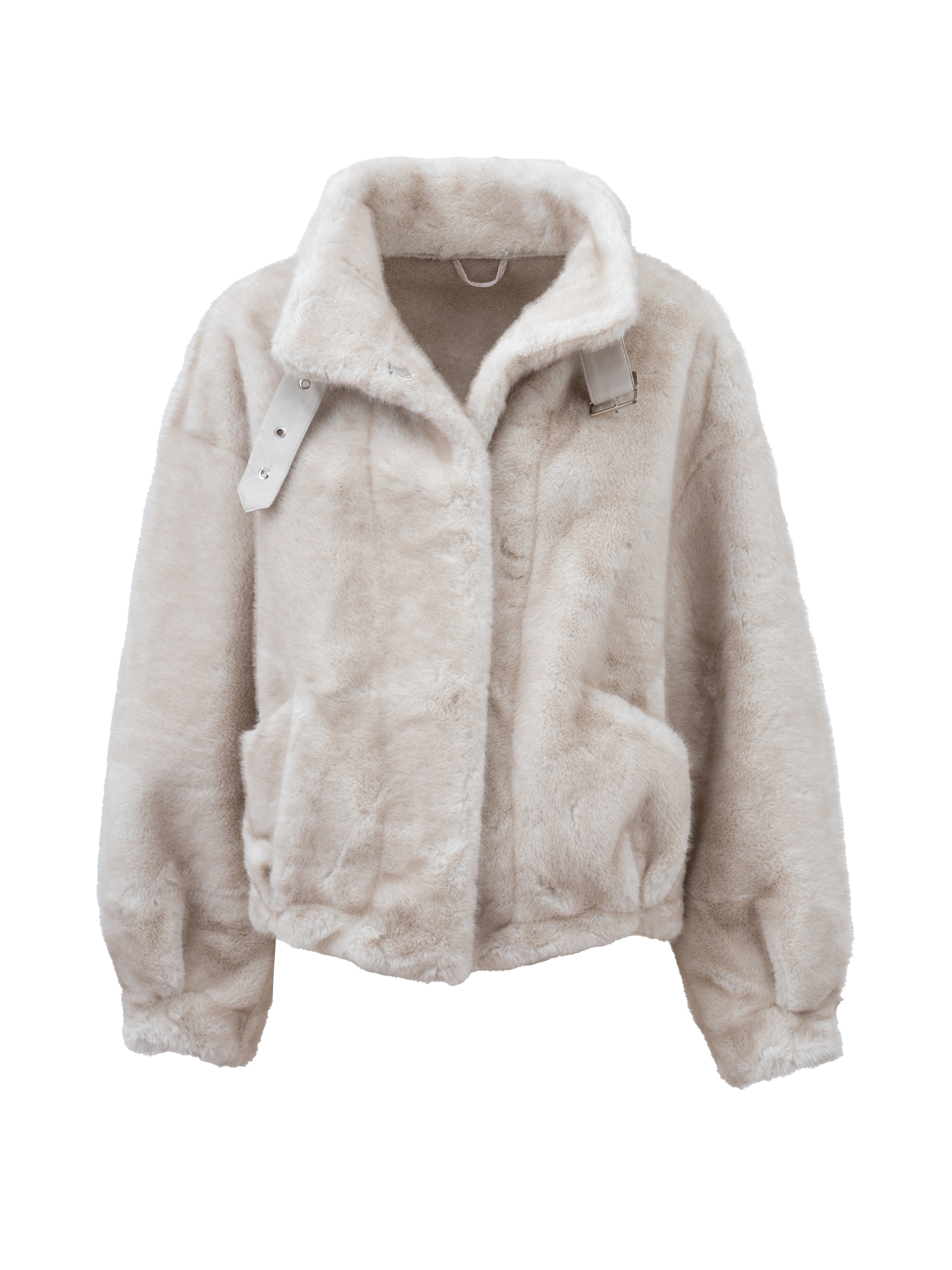Cappotto classico in ecopelliccia - BEIGE