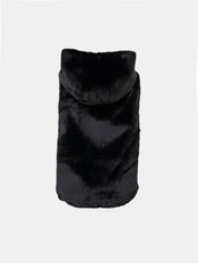 Faux Fur Vest with Hood - BLACK