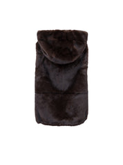 Gilet in ecopelliccia con cappuccio - MARRONE