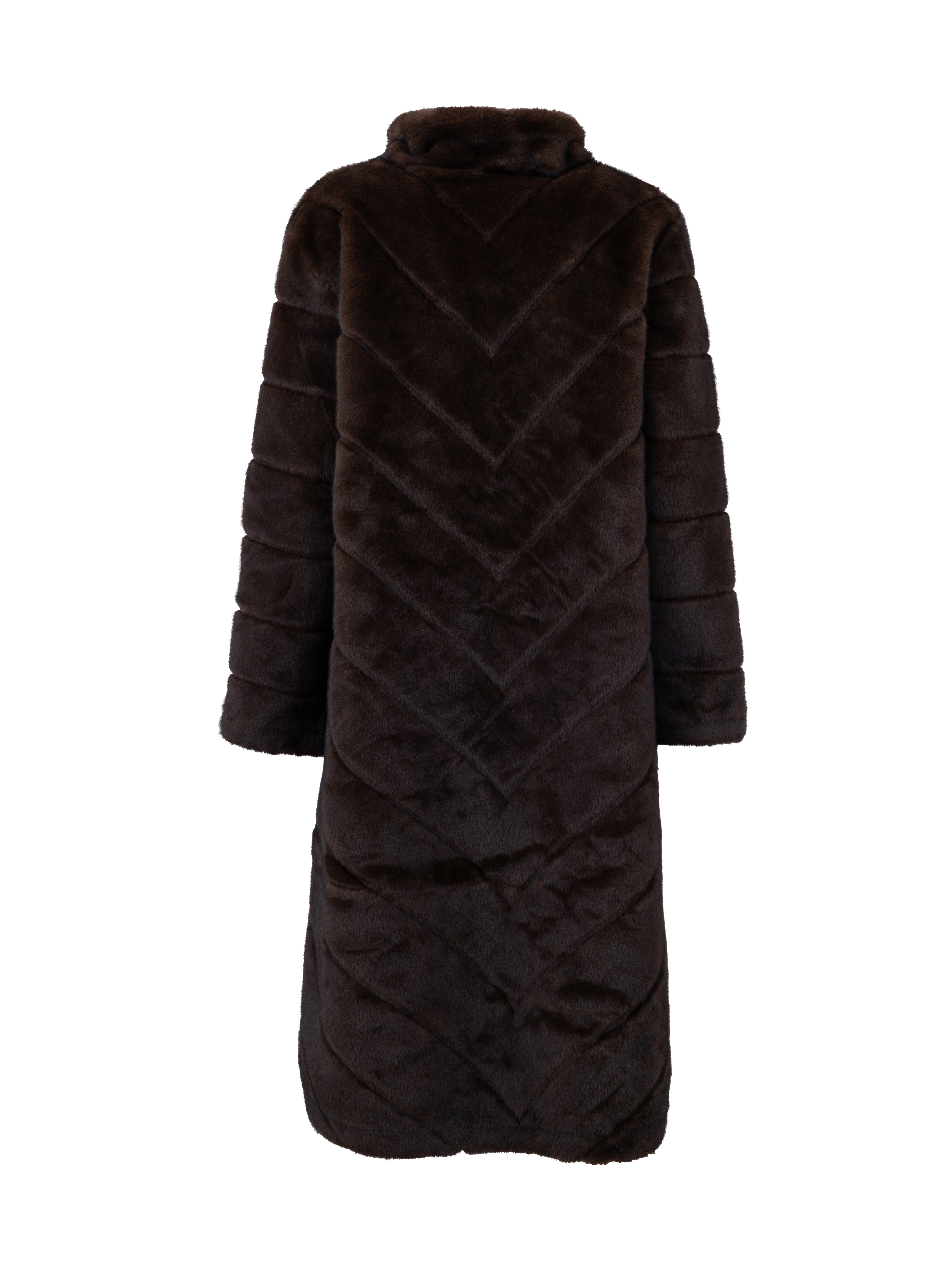 Cappotto in ecopelliccia lungo - MARRONE