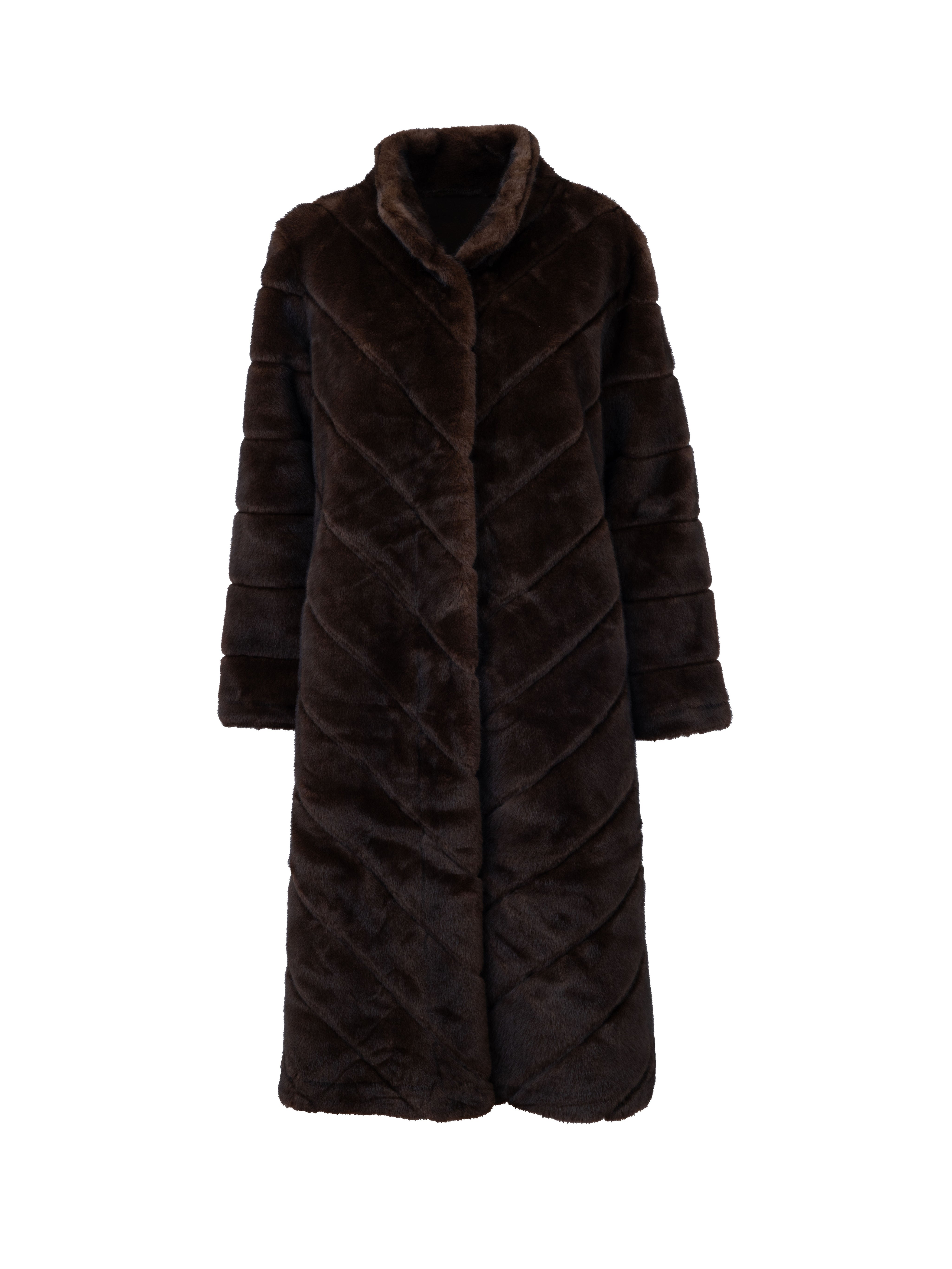 Cappotto in ecopelliccia lungo - MARRONE