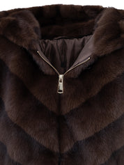 Short faux fur coat - BROWN